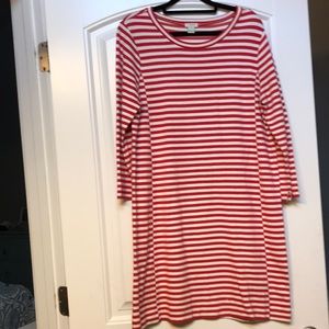 J. Crew Factory Red and White Striped Shift Dress Sz Medium